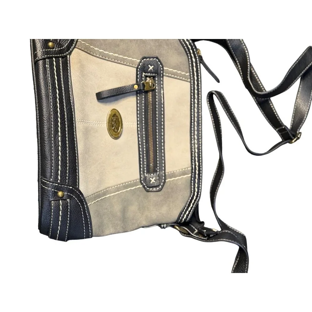 Dove BOC Cronton Crossbody Bag Gray Black Faux Leather‎ Medium Purse Adjustable